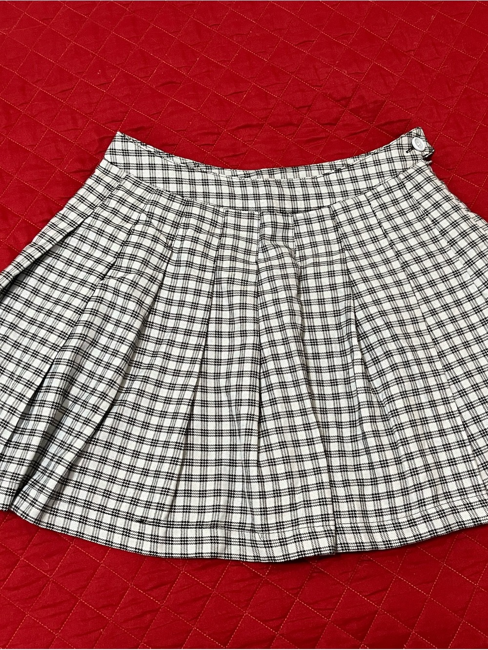 Black & Blue Plaid Pleated Skirt - Women's